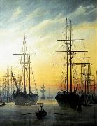 View of a Harbour . Caspar David Friedrich